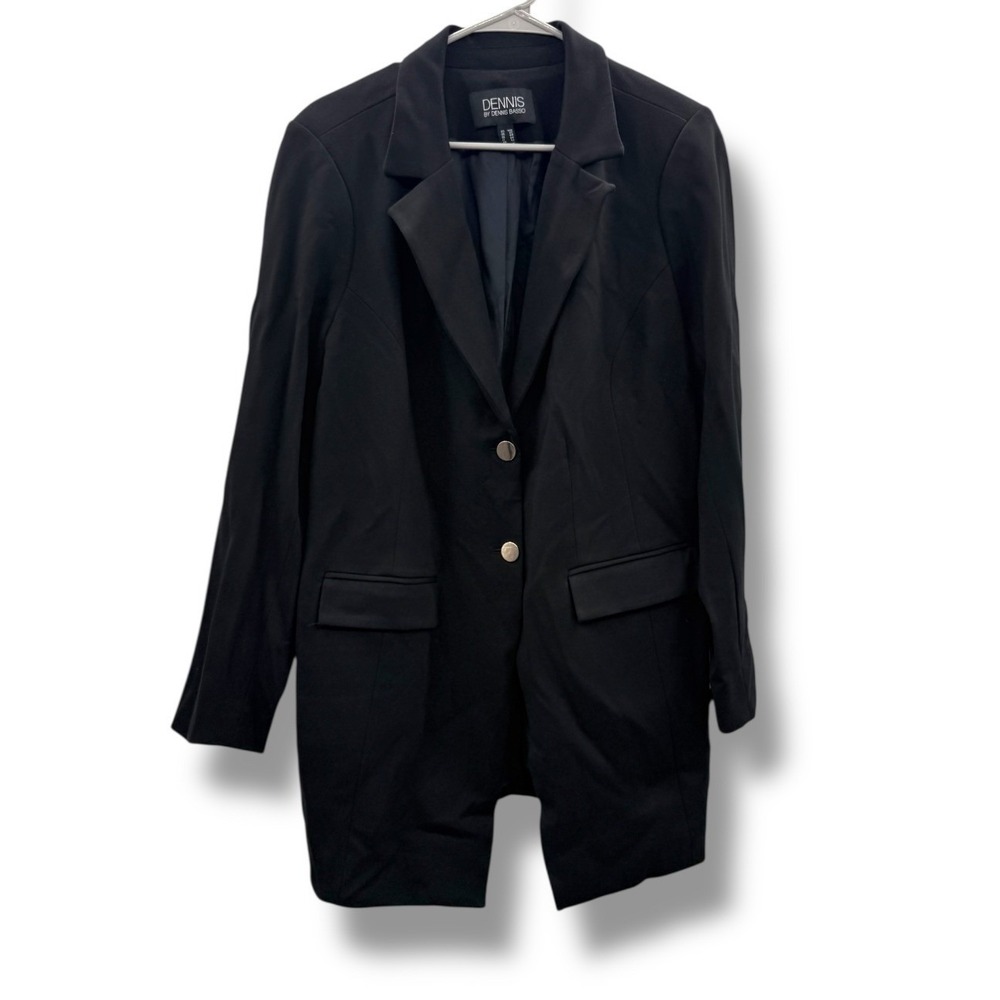 Dennis Basso Blazer‎ Women's Size 18W Black Longline Button Front Workwear